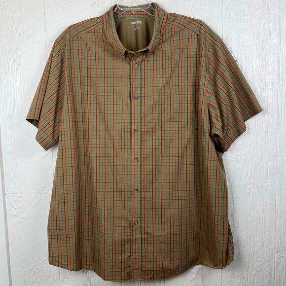 KingSize Shirt Men's 4XL Big,  Multicolor Plaid Button Down Short Sleeve Shirt - Picture 1 of 5